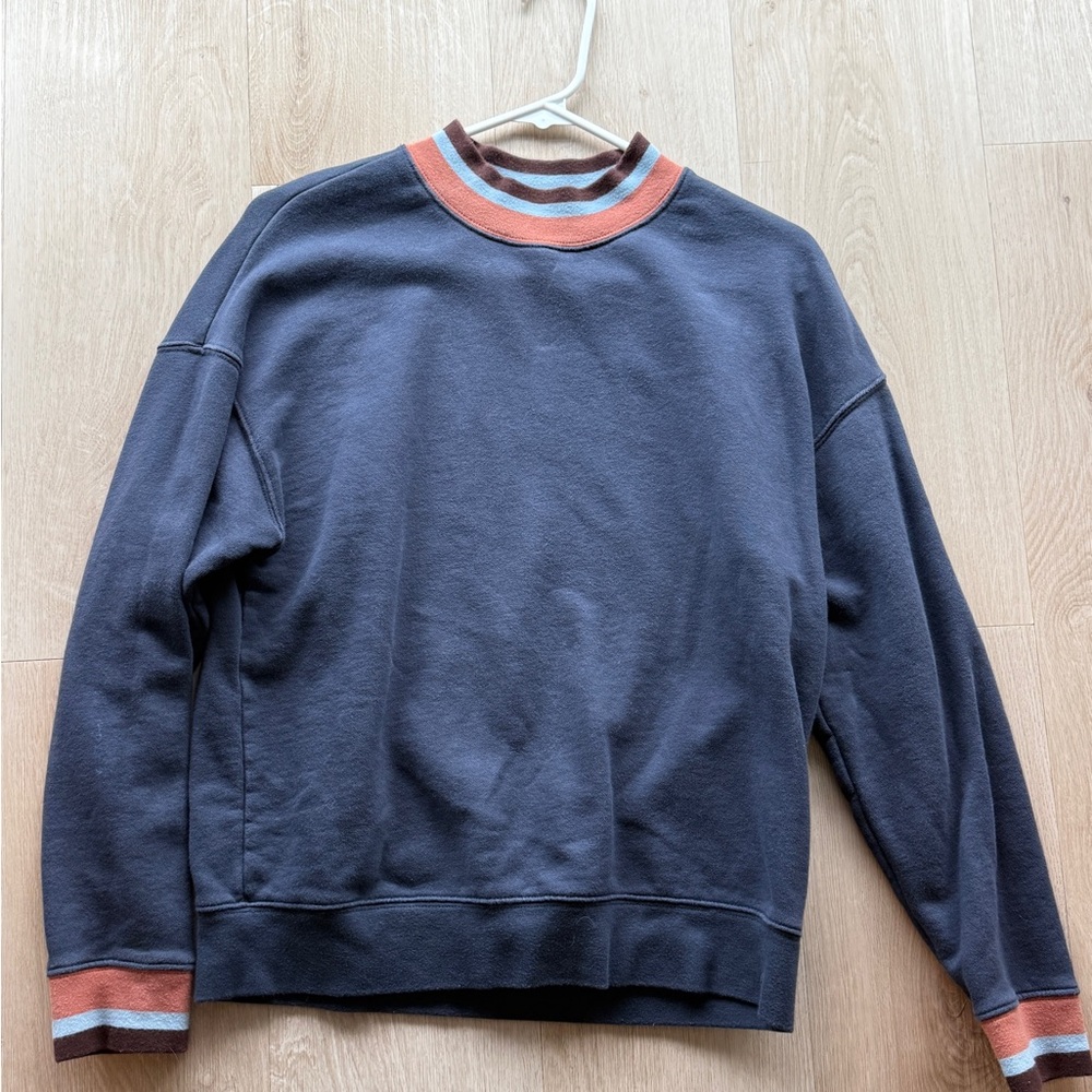 Madewell Blue and Orange Crewneck Sweater